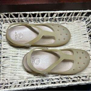 CROCS Pale Sage T-Strap Slip-On Clogs
